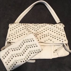 Buckle white crossbody and matching wallet